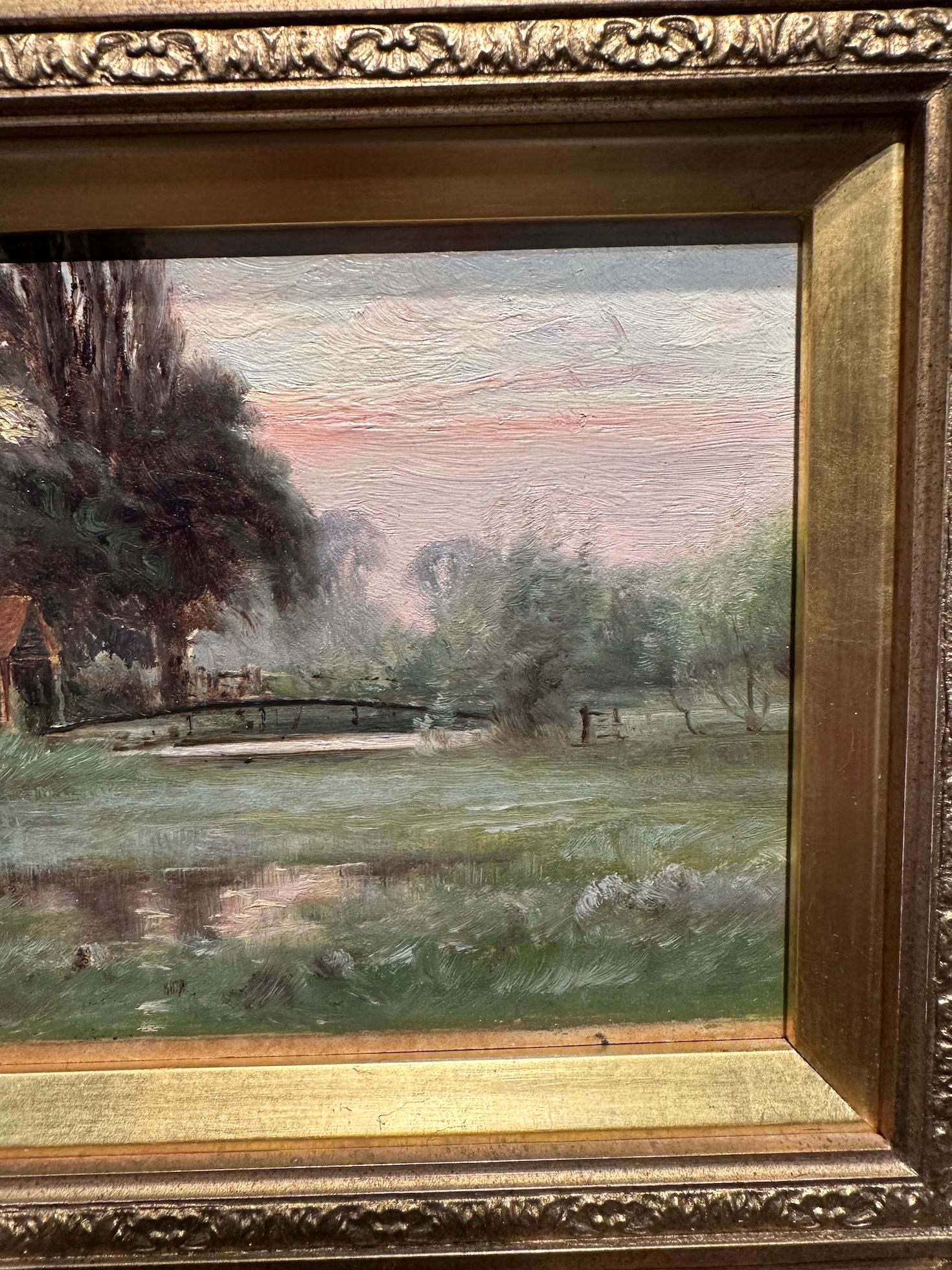 Antique paysage fluvial anglais d'automne du début du 20e siècle - Impressionnisme Painting par Sidney Pike
