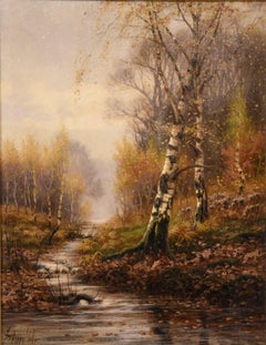 Peinture à l'huile de Sidney Pike « A Woodland Stream »