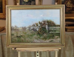 Huile originale sur toile. SIDNEY PIKE, "Haie fleurie"