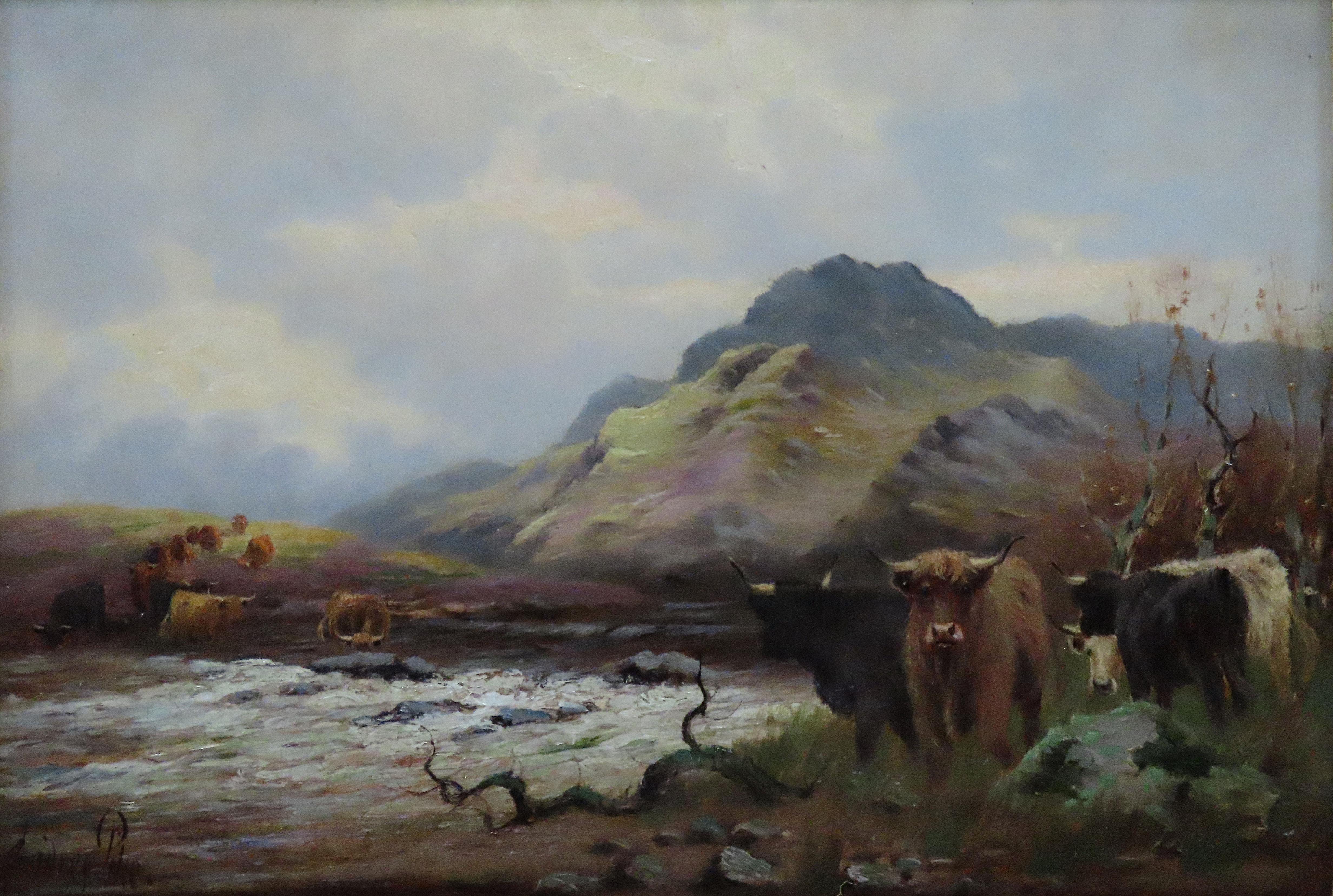 Paire d'huiles sur toile originales de Sidney Pike, « Eventide » et « Highlands » en vente 3