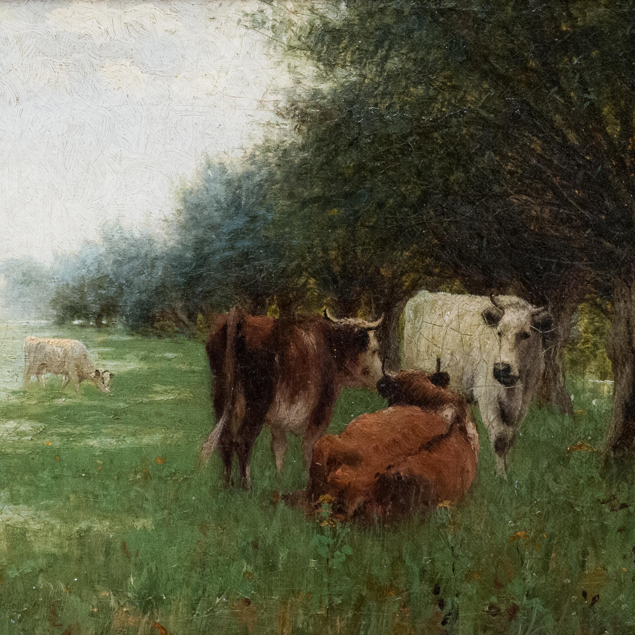 Summer Landscape With Cattle by British Artist Sidney Pike, Oil on Canvas  For Sale 1
