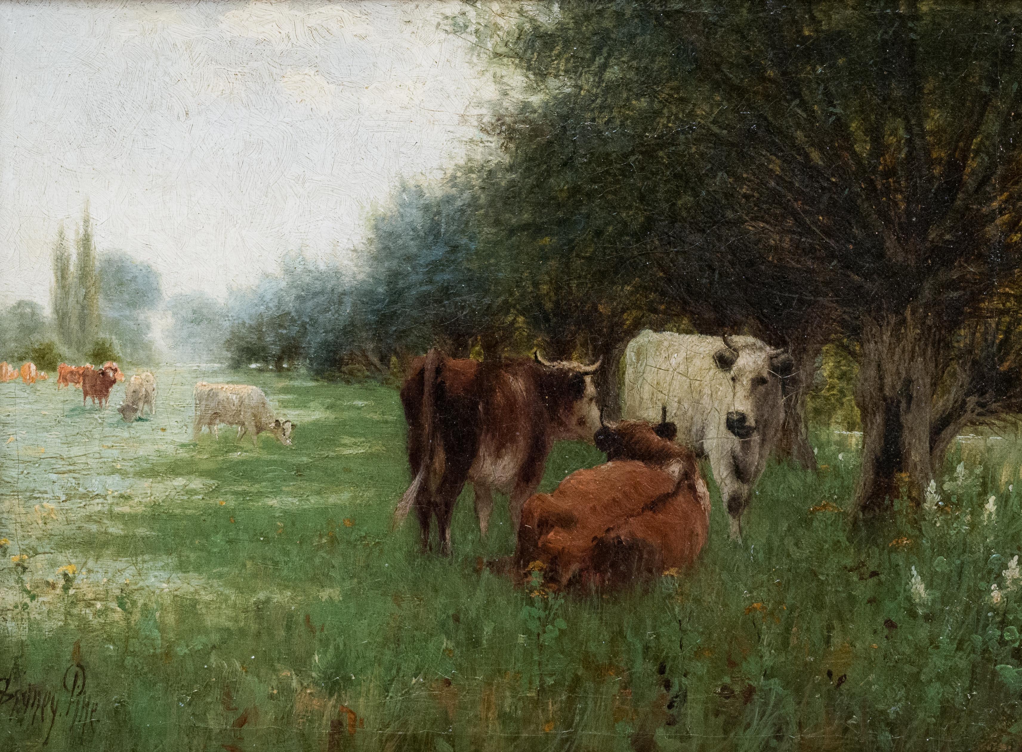 Summer Landscape With Cattle by British Artist Sidney Pike, Oil on Canvas 