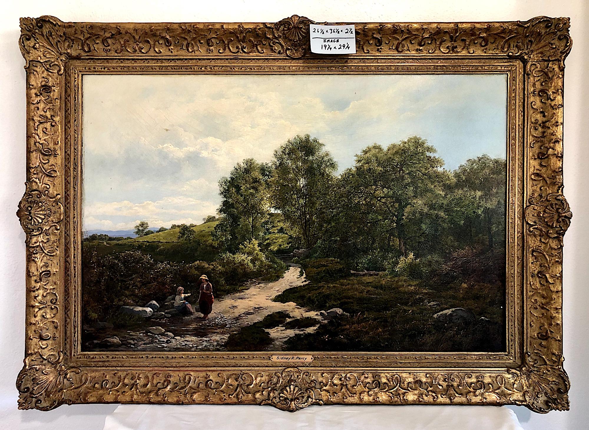 Britische Landschaftsmalerei (Beige), Landscape Painting, von Sidney R. Percy