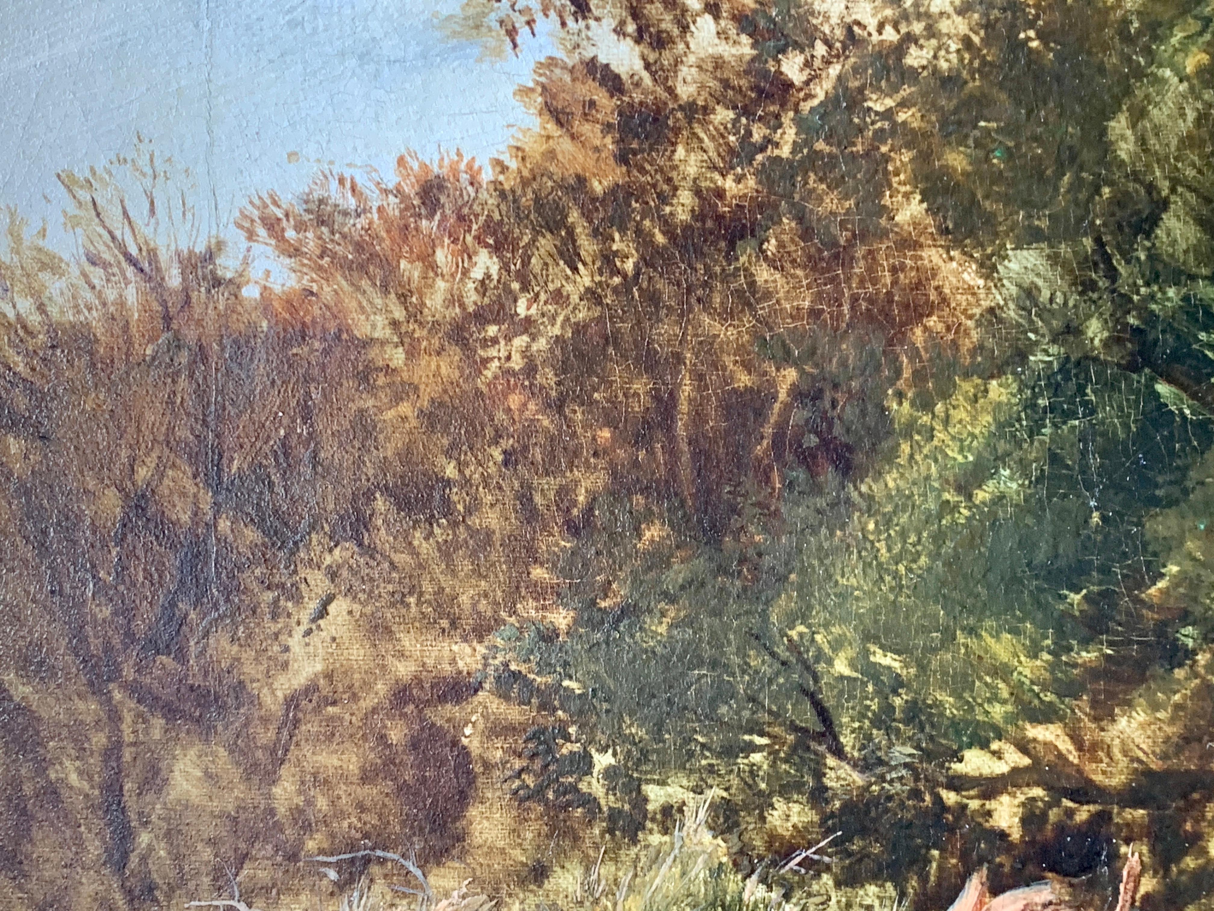 Paysage anglais du 19e siècle avec un personnage sur un chemin et un ciel d'orage en vente 2