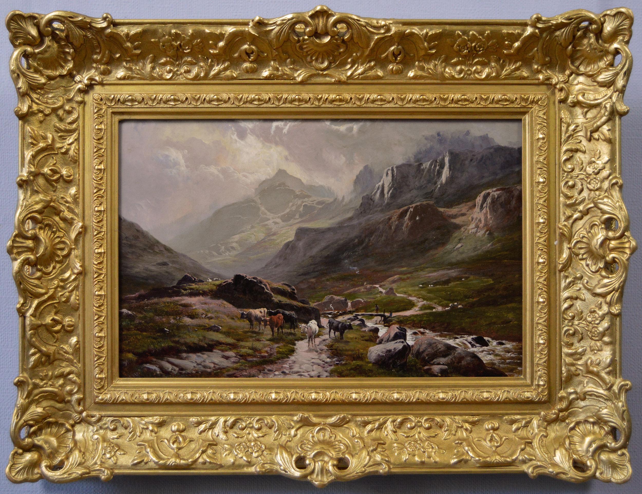 Landschaftsgemälde des 19. Jahrhunderts, Ölgemälde von Rindern in Grizedale im Lake District