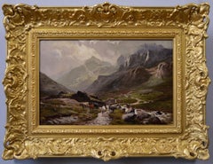 19th Century landscape oil painting of Cattle at Grizedale in the Lake District