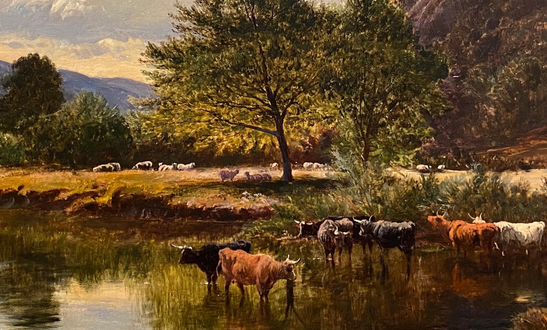  'On the Thames' by Sidney Richard Percy is a beautiful 19th Century Landscape painting.With cattle, sheep, farmers. Showing off the beauitufl English Countryside. 

Sidney Richard Percy was the fifth son of Edwaerd Williams Snr and the nephew of