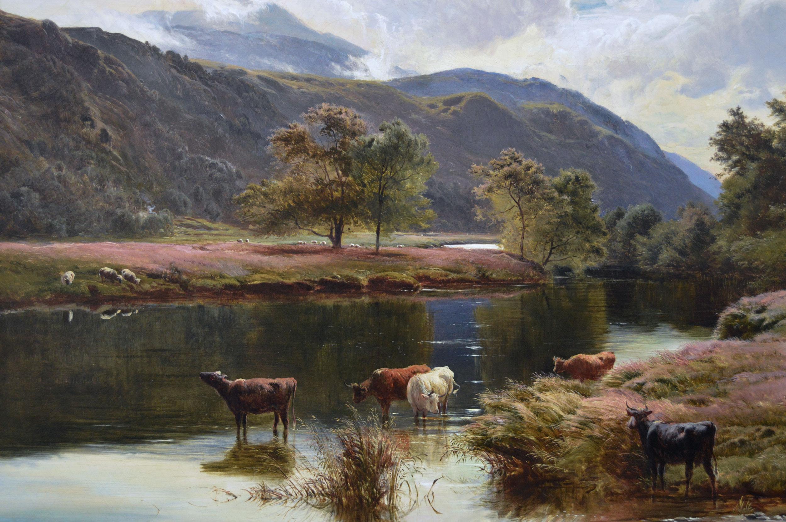 Peinture à l'huile du 19e siècle représentant un paysage fluvial écossais de Glen Falloch - Marron Landscape Painting par Sidney Richard Percy