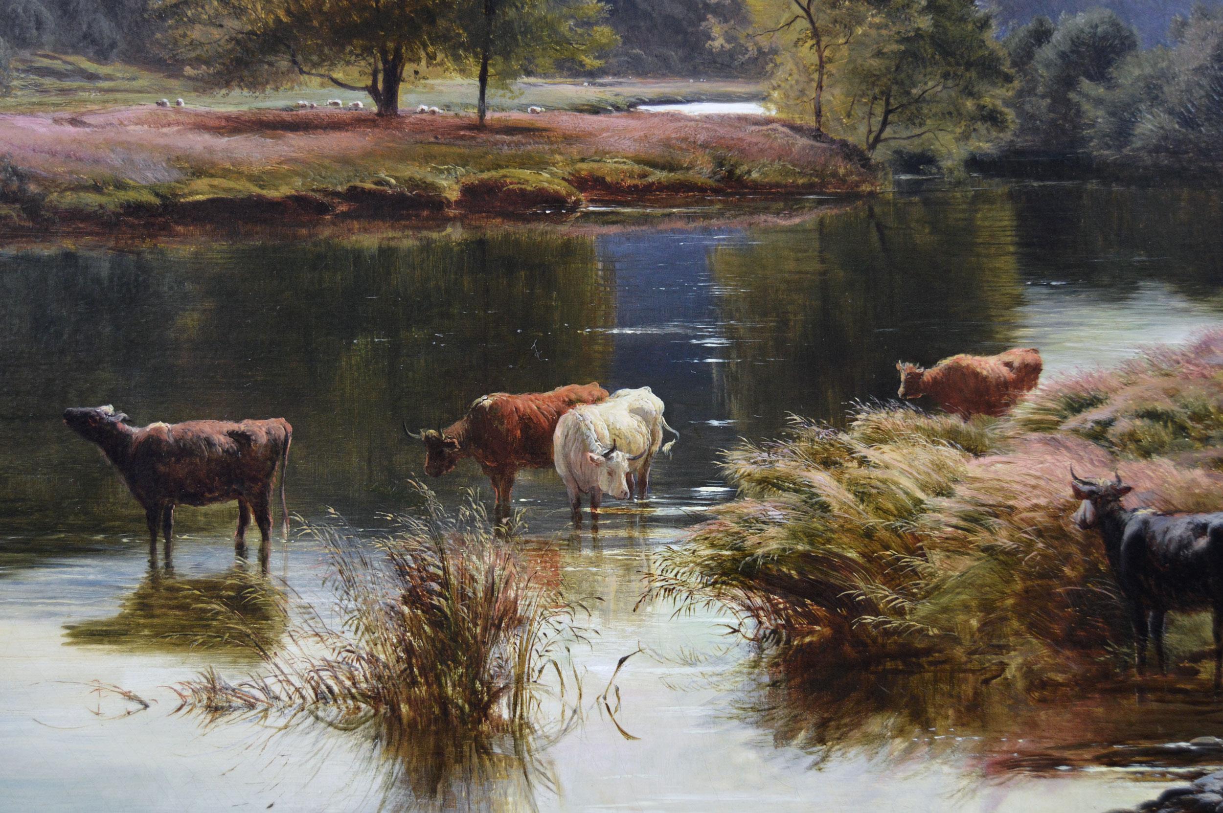 Peinture à l'huile du 19e siècle représentant un paysage fluvial écossais de Glen Falloch en vente 1