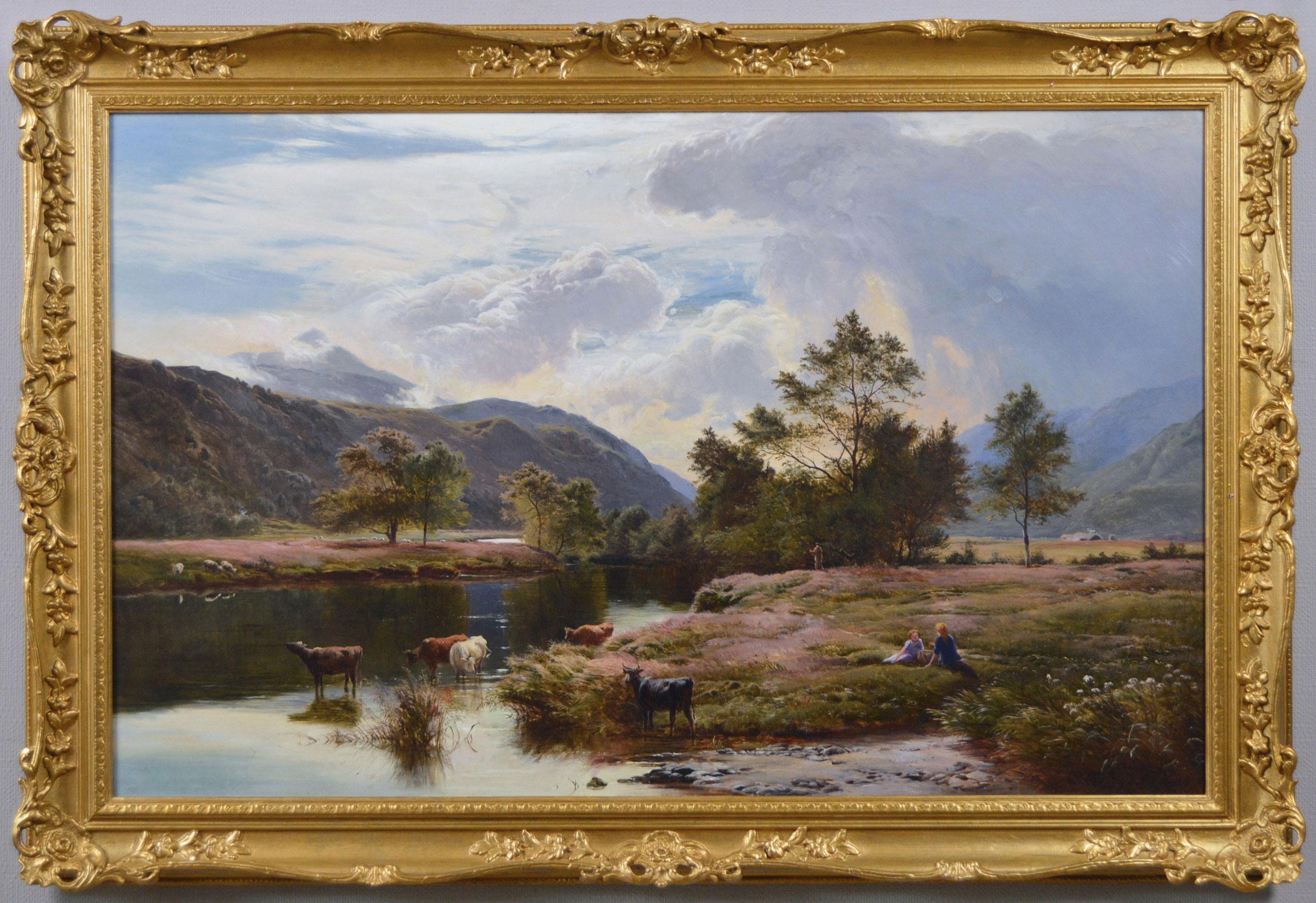 Landscape Painting Sidney Richard Percy - Peinture à l'huile du 19e siècle représentant un paysage fluvial écossais de Glen Falloch