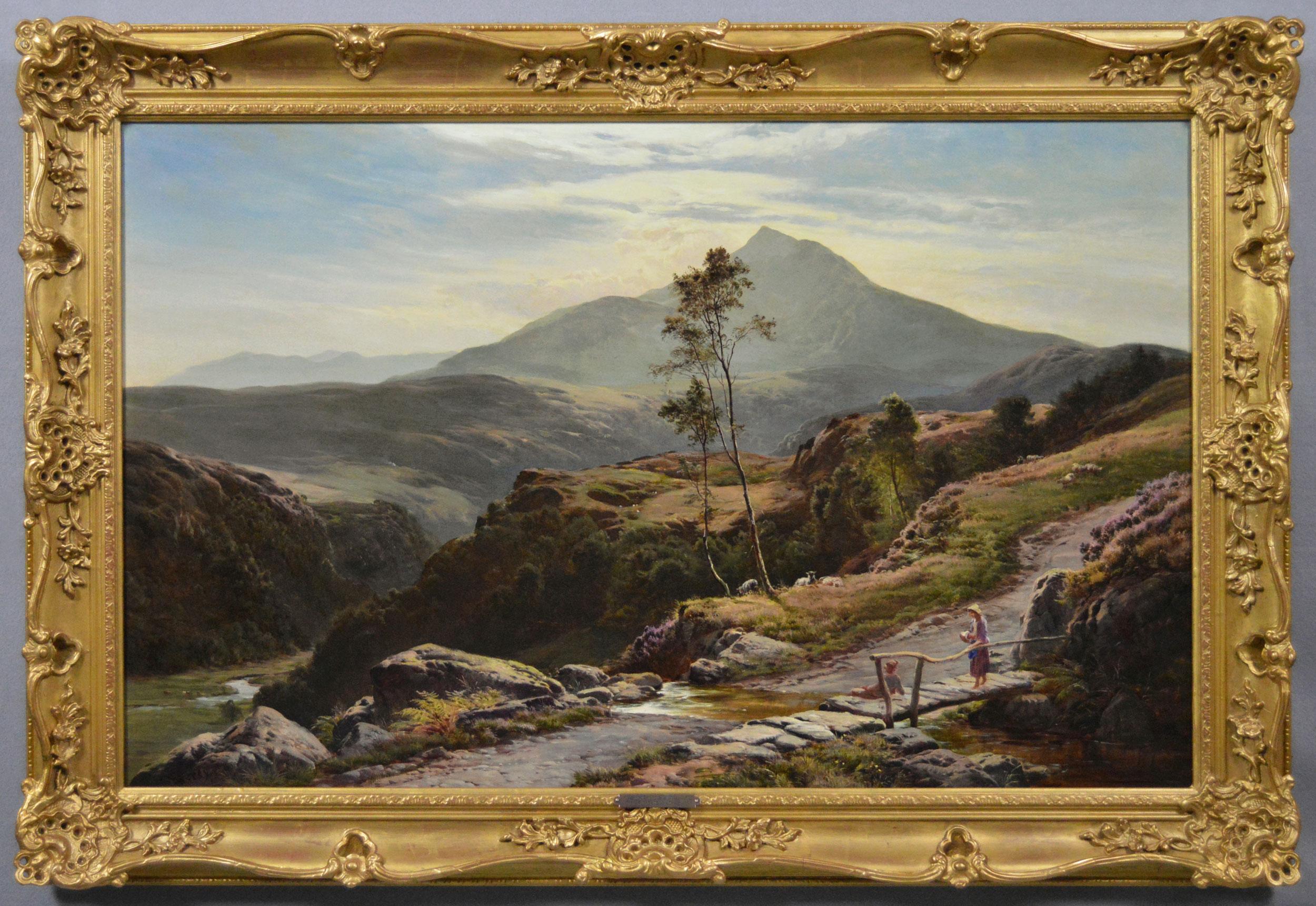 19th Century Welsh mountain landscape oil painting of Moel Siabod