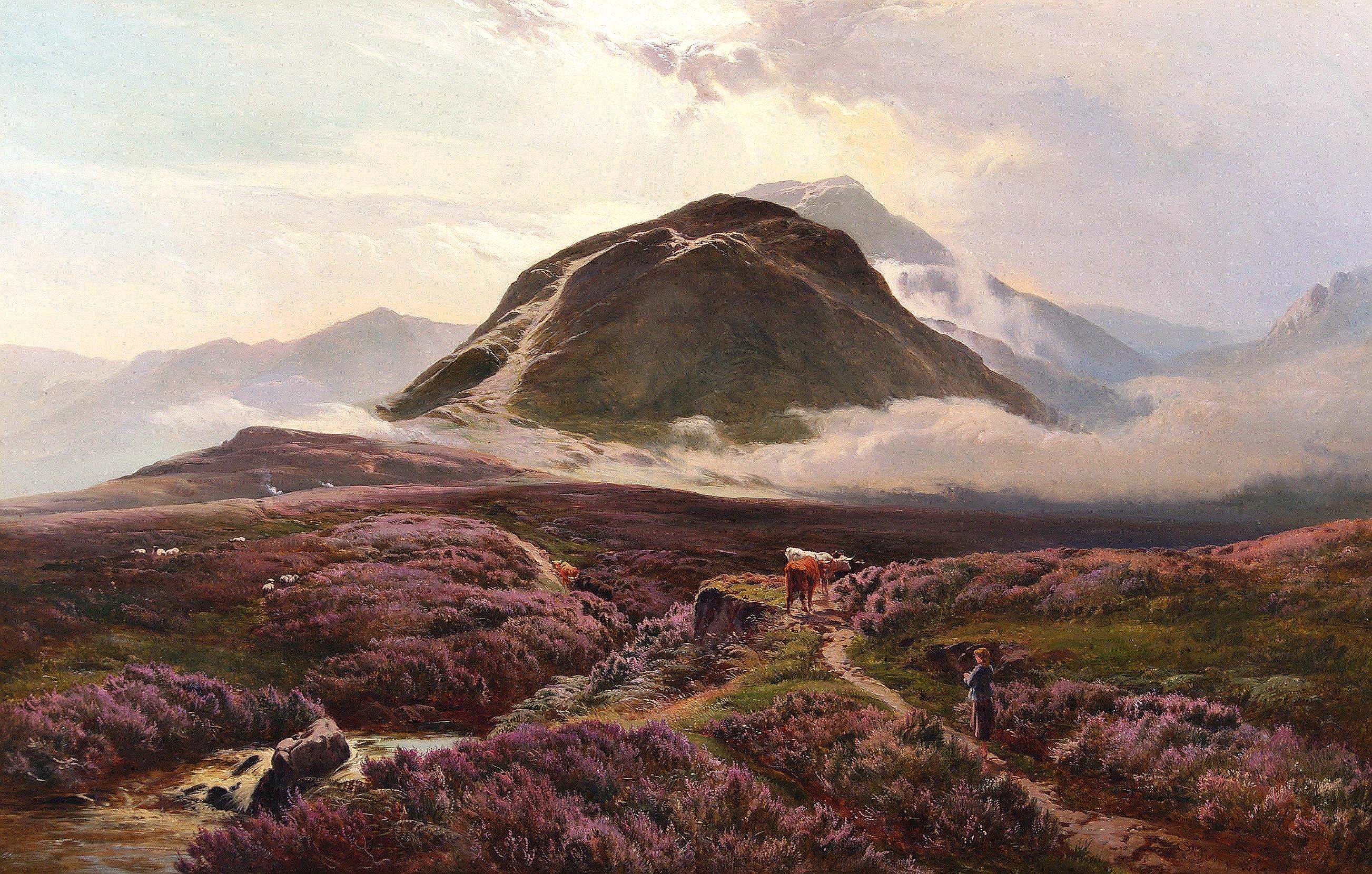 Highland Path in the Shadows of Ben Nevis, Scotland - Painting by Sidney Richard Percy