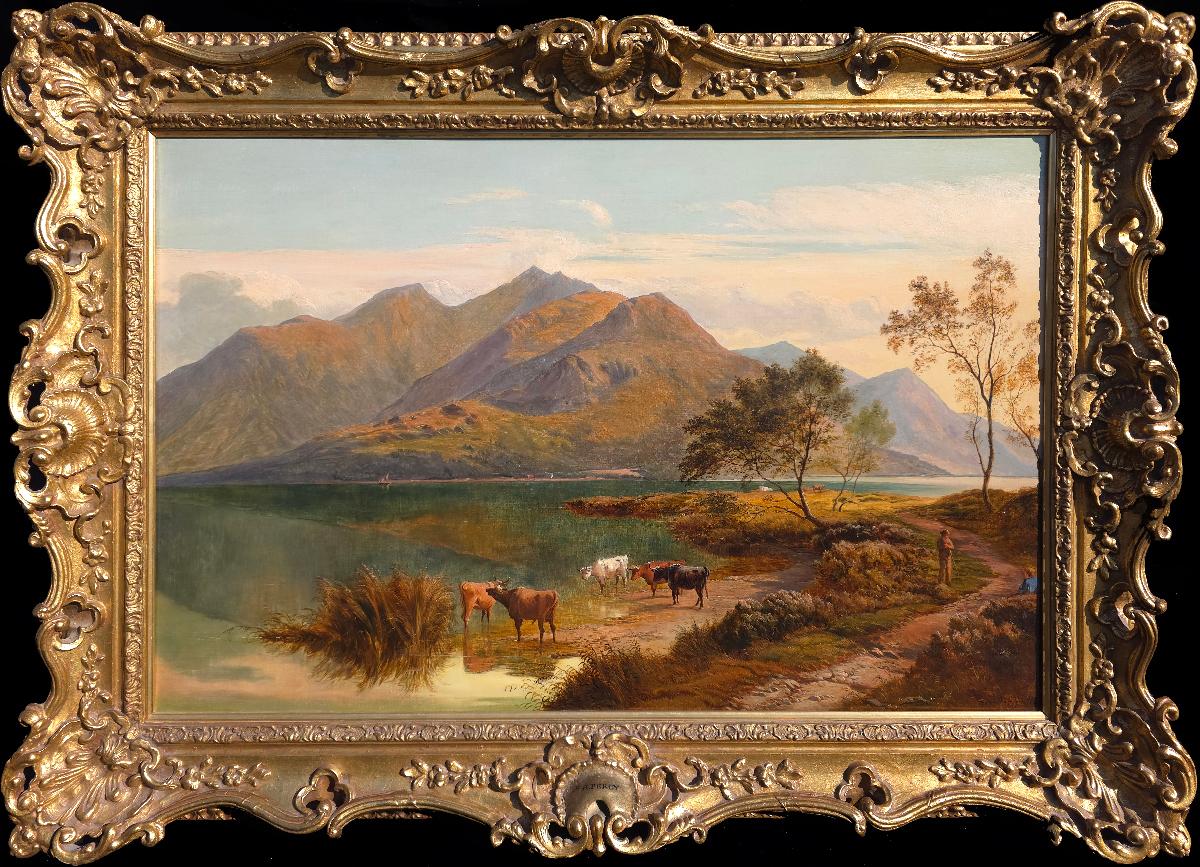 Sidney Richard Percy Animal Painting - Cattle at the Water's Edge