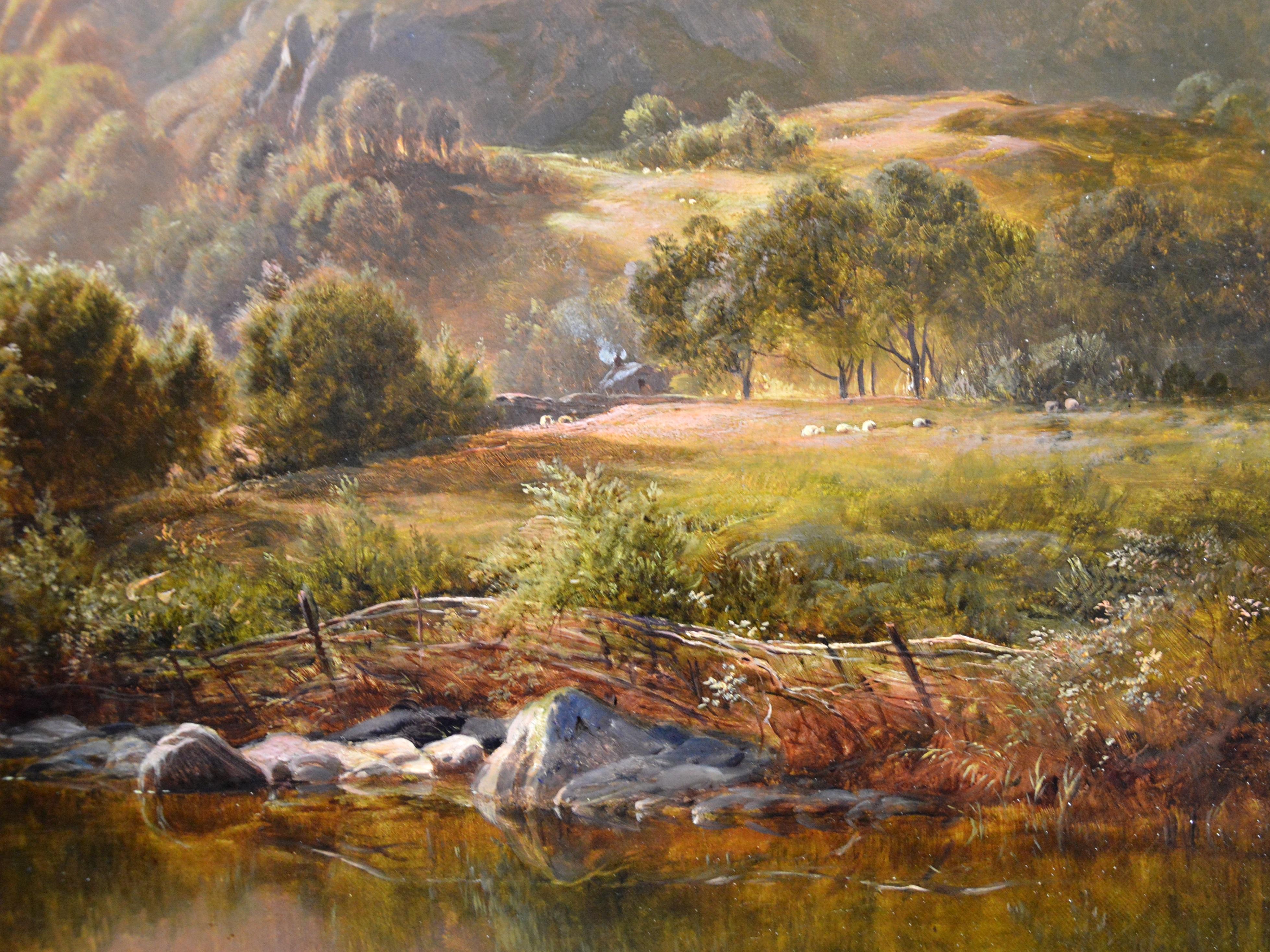 Cnich from the Glaslyn, North Wales - Large 19th Century Landscape Oil Painting  3