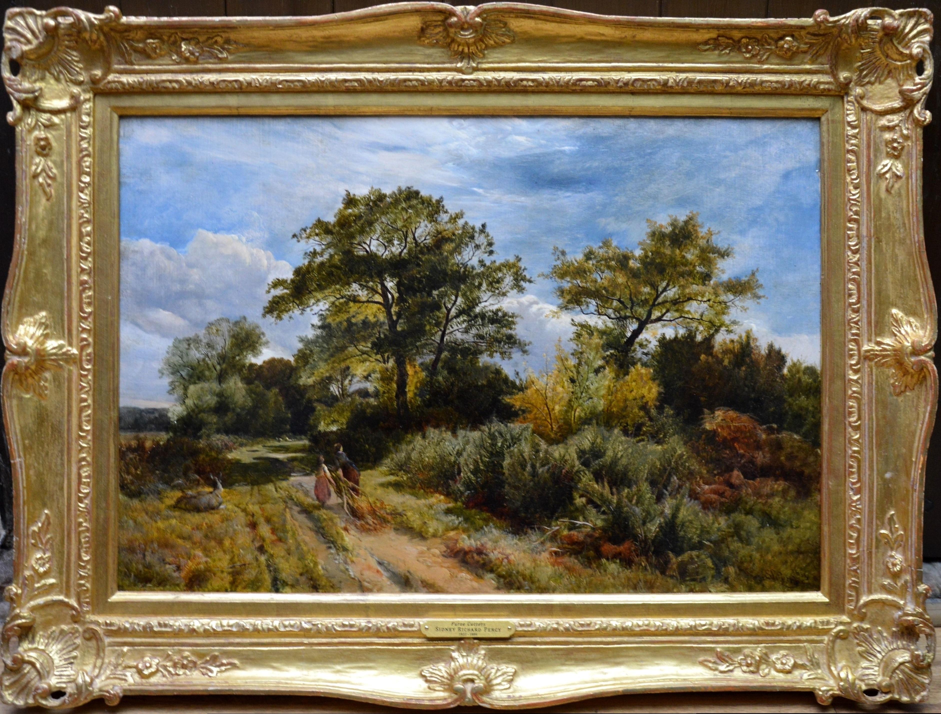 Sidney Richard Percy Landscape Painting – Furze Cutters - 19th Century Landscape Oil Painting - Royal Academy 1851