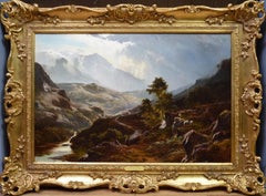 Glen Coe:: Argyllshire - 1878 Peinture à l'huile de paysage victorien des Highlands écossais