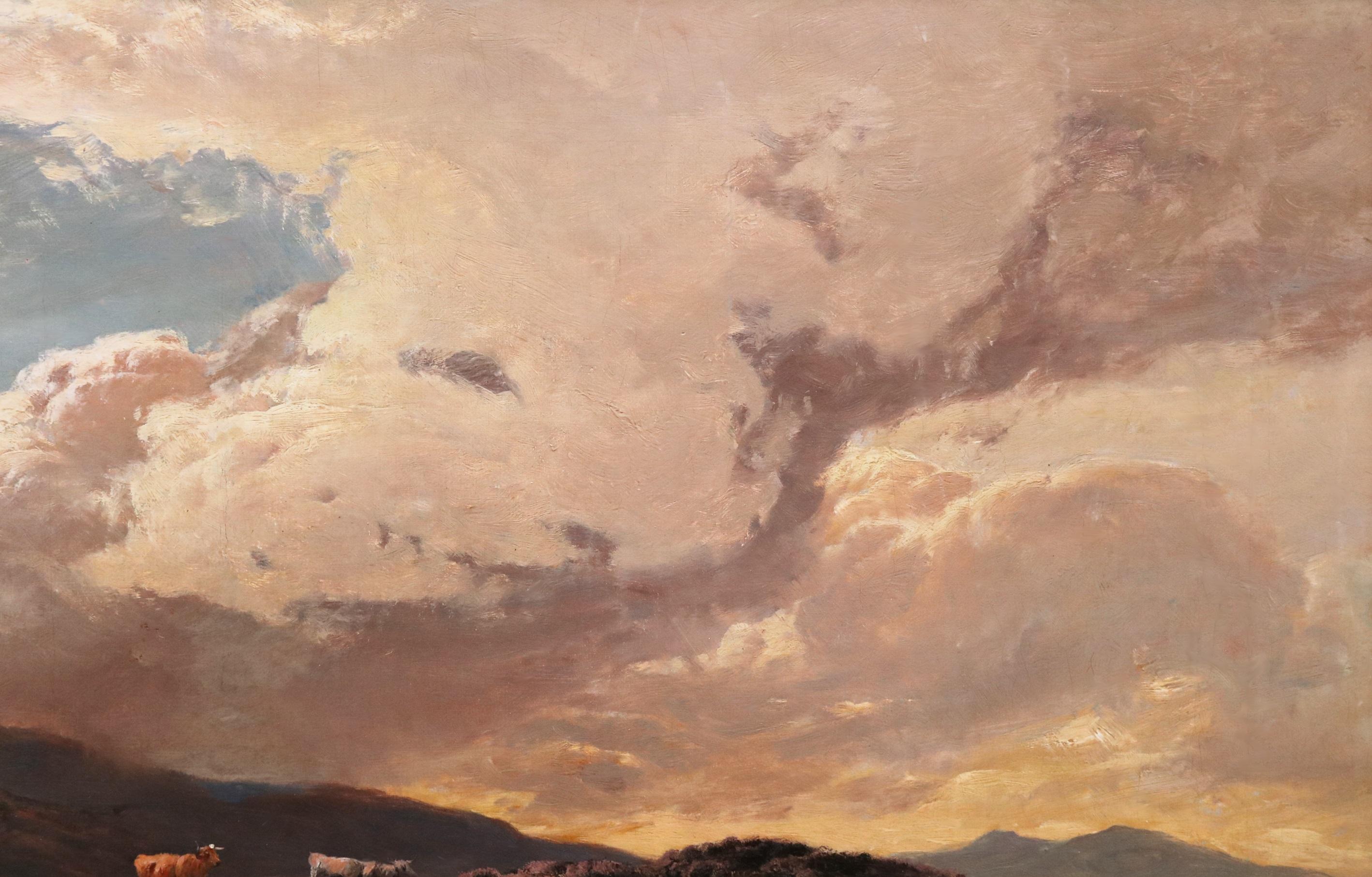 Large 19th Century Oil Painting Mountain Landscape of Moel Siabod Snowdonia 3