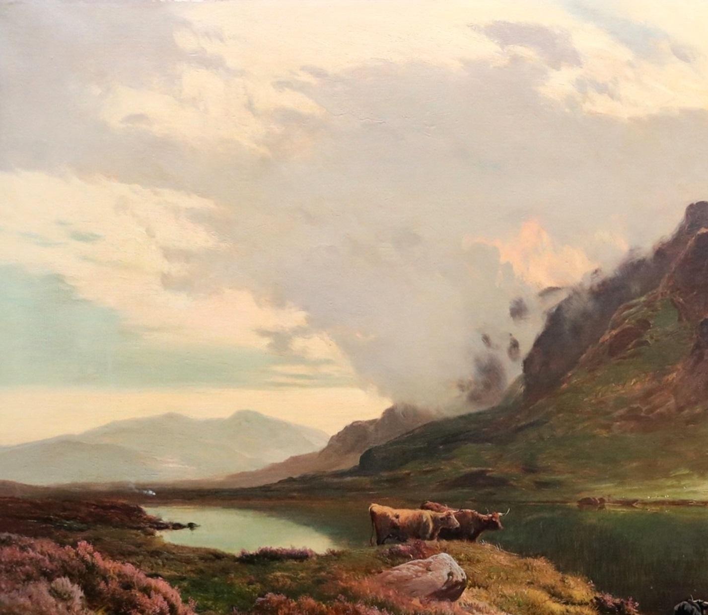 Llyn Idwal - Paesaggio del XIX secolo dipinto a olio di Snowdonia, Galles del Nord 5