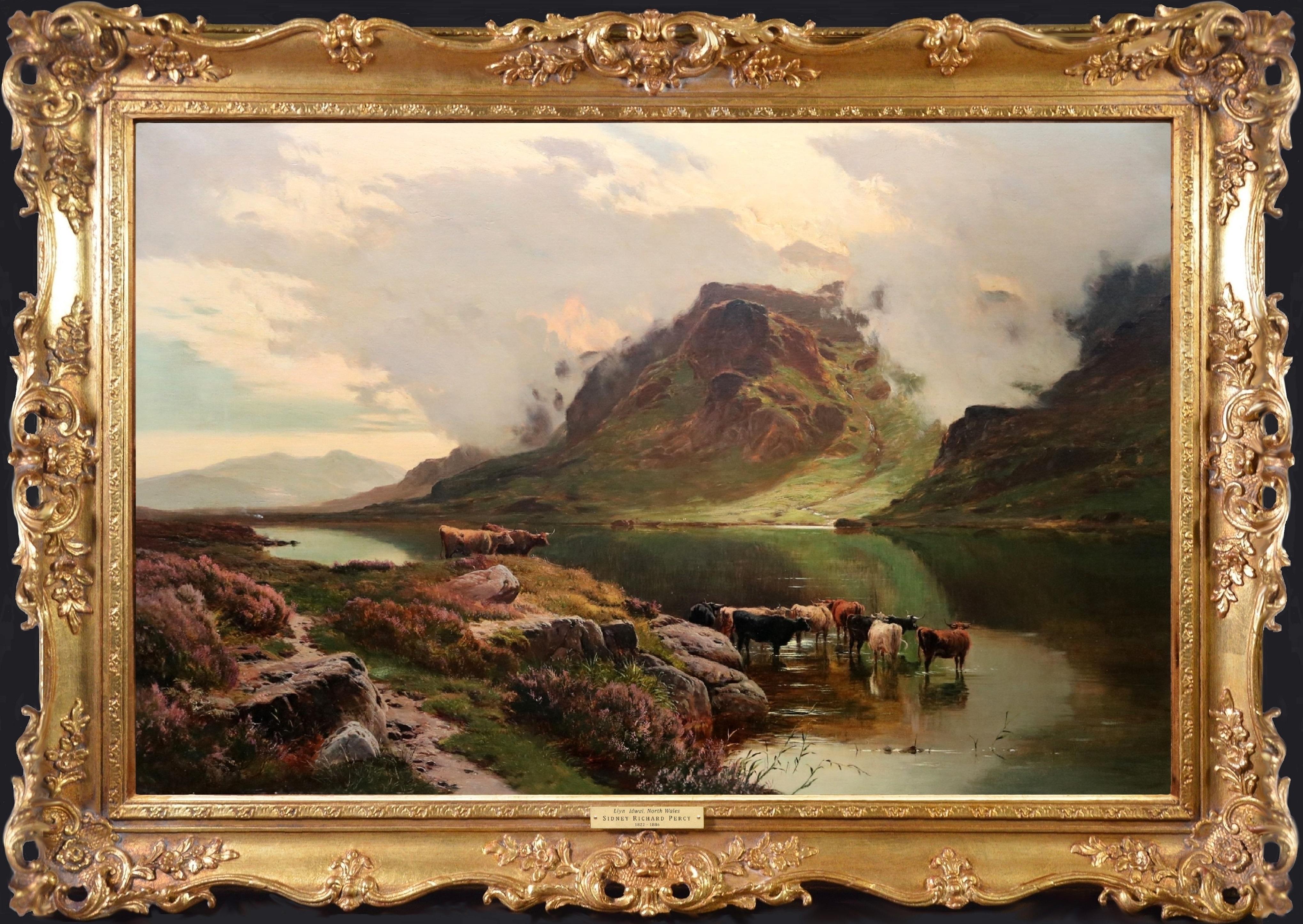 Llyn Idwal, Paysage de Galles du Nord - Grande peinture à l'huile du 19e siècle représentant une Snowdonia - Painting de Sidney Richard Percy