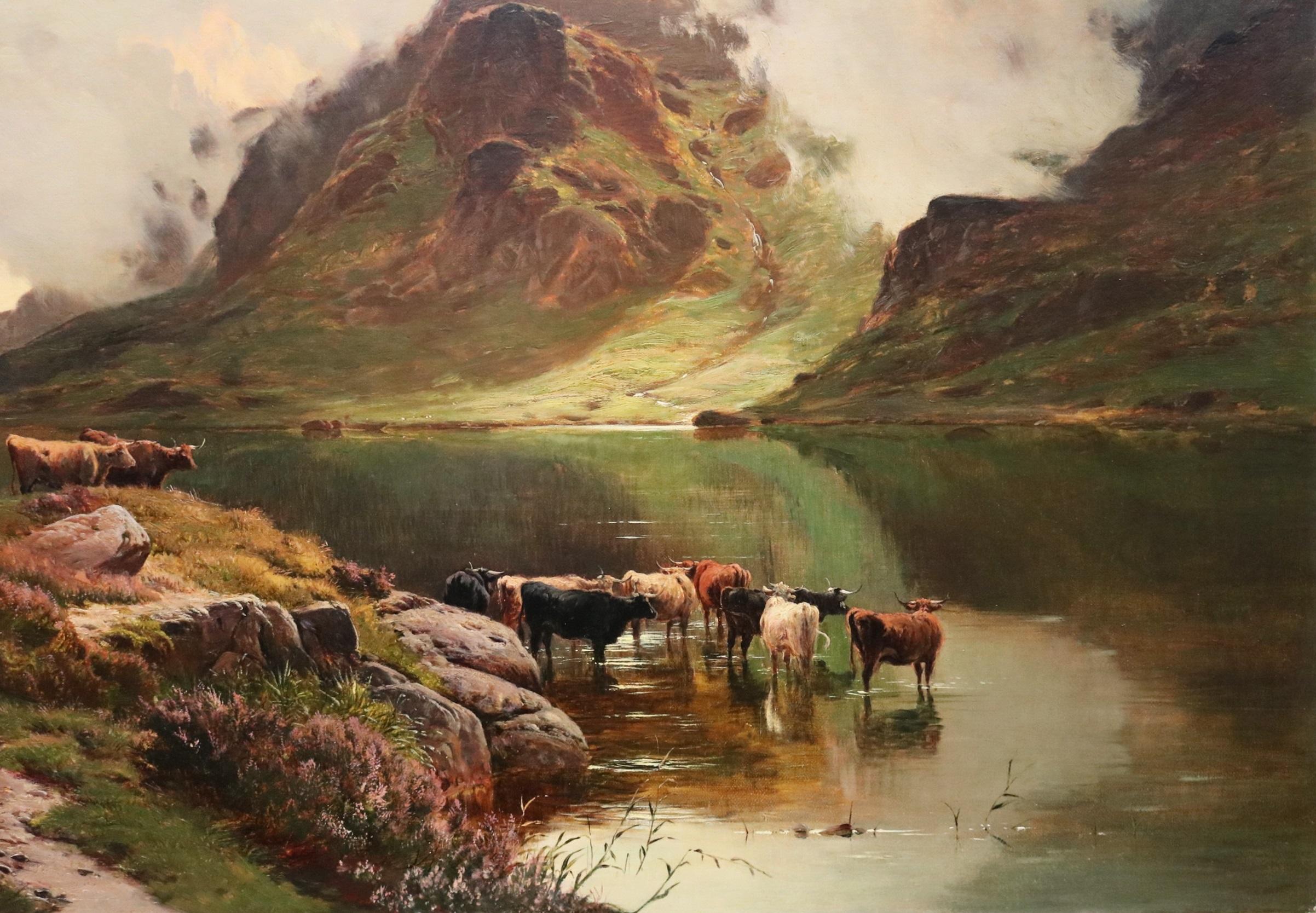 Llyn Idwal, North Wales - Large 19th Century Landscape Oil Painting of Snowdonia For Sale 2