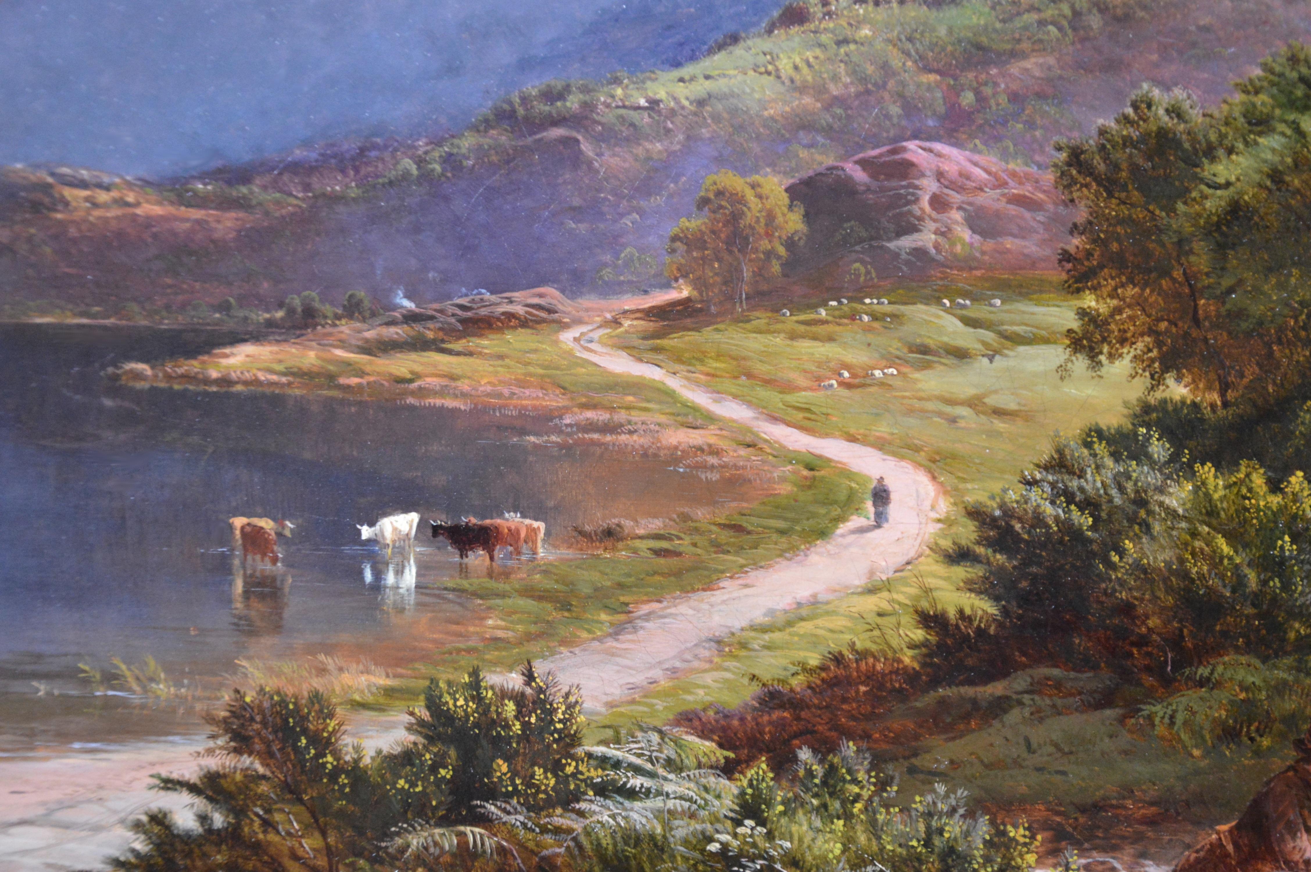 Llyn-y-Ddinas, North Wales - 19th Century Landscape Royal Academy Oil Painting  2