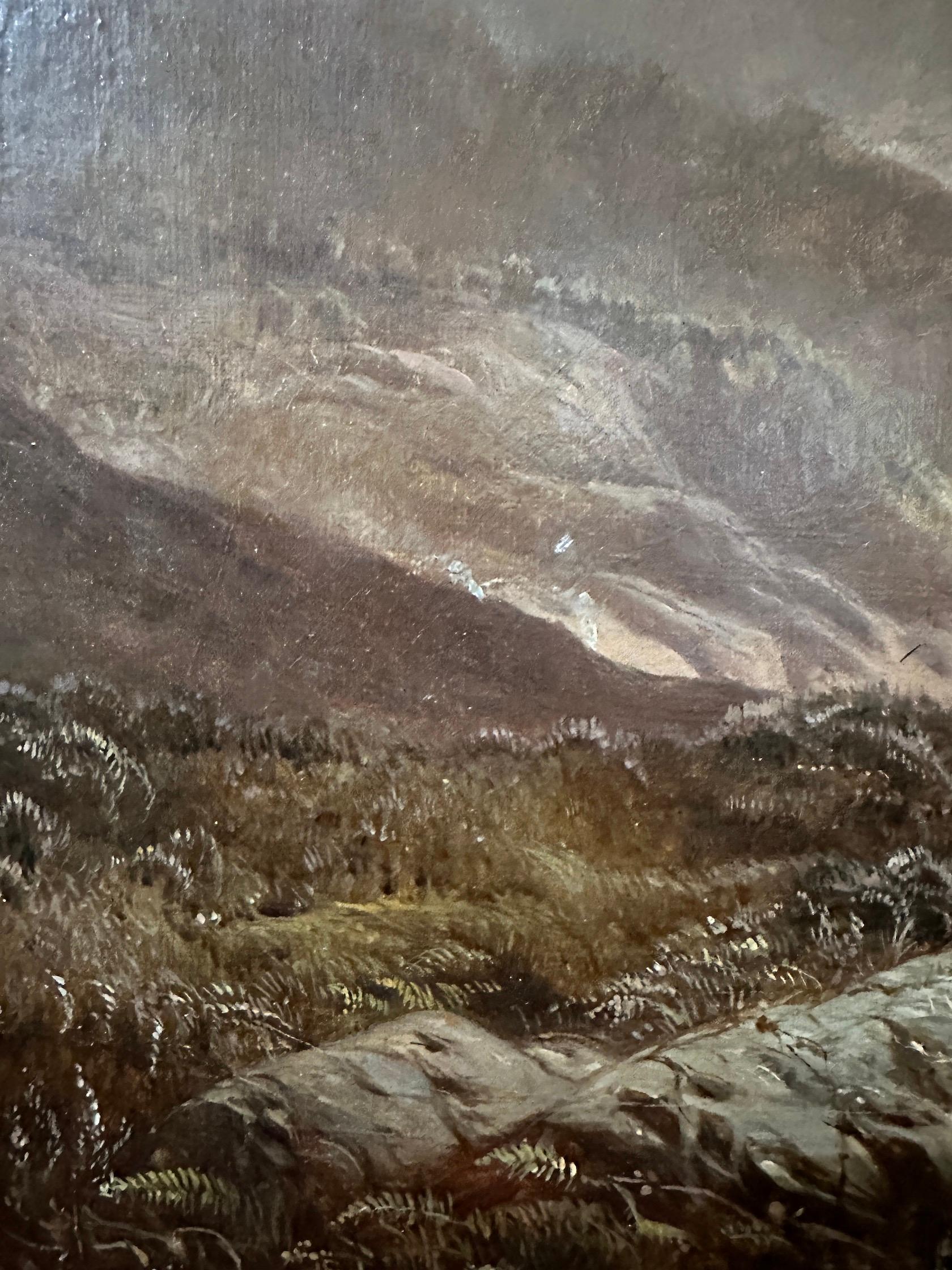 Paysage écossais des Highlands du 19e siècle, avec un personnage et du bétail sur un chemin  en vente 2