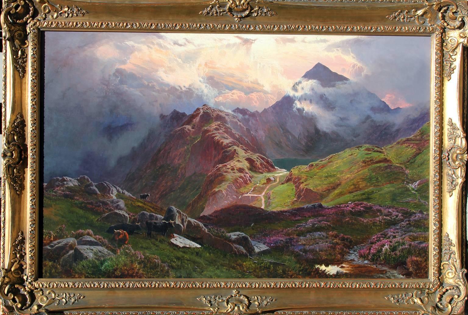 SIDNEY RICHARD PERCY
British, 1821–1886

Snowdon, from above Llyn Llydaw, North Wales

Signed and dated S.R. Percy 186-; also signed and titled on a label attached to the stretcher
Oil on canvas
24 x 38 inches (61 x 96.5 cm)
Framed: 31 x 45 inches