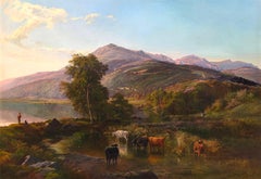 Water in Amongst the Reeds, in a Mountainous Landscape