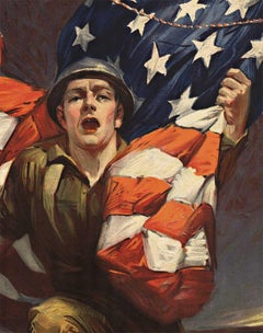 Original Over the Top for You Third Liberty Loan vintage World War 1 lithograph