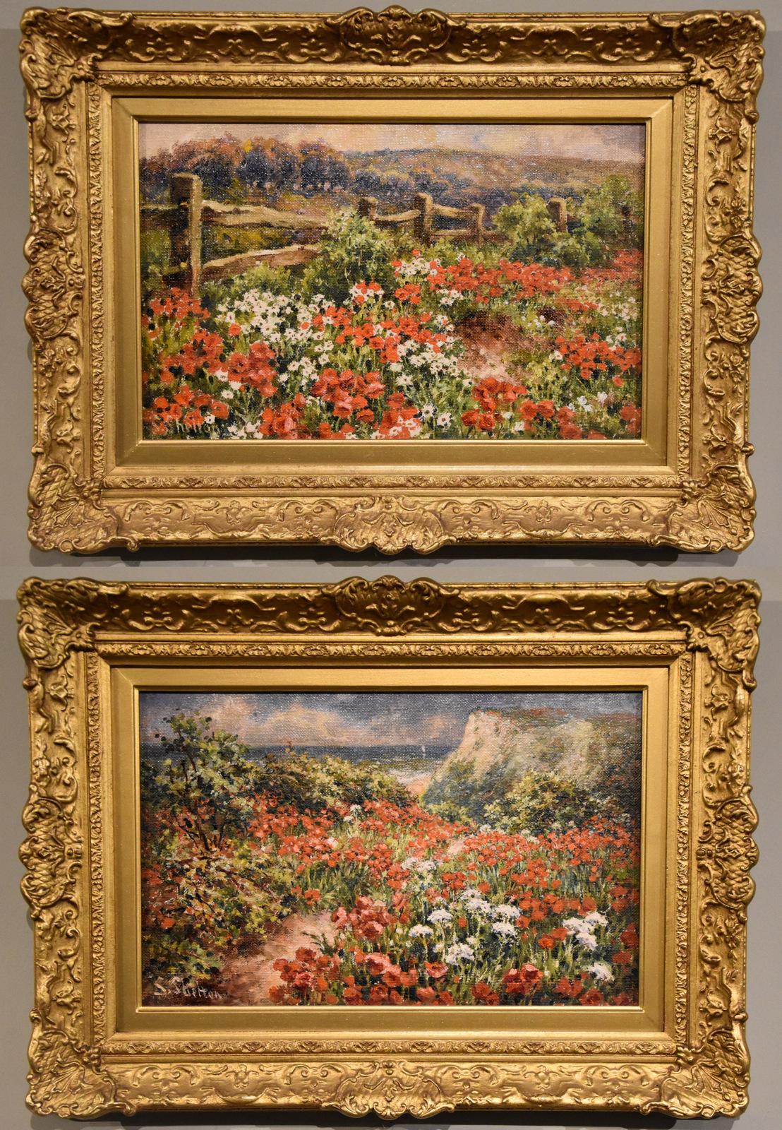 Oil Painting Pair by Sidney Shelton "Poppies by a coastal path" 1881 -1889 A London painter of South east views. He exhibited at the Royal Academy and Royal society of British artists. Oil on canvas. Signed
These are being sold as a pair however if