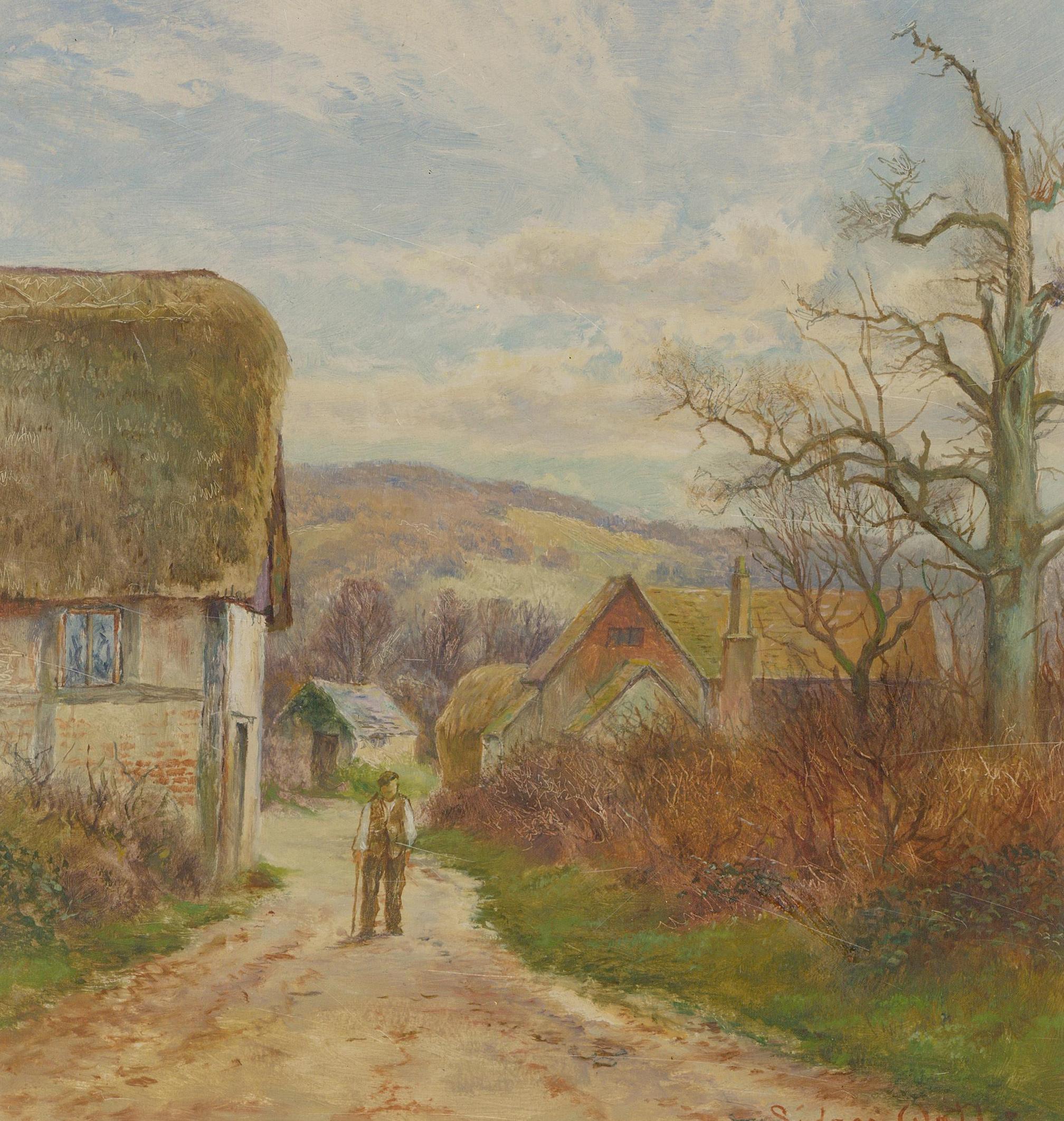 Sidney Watts - Early 20th Century Oil, A Stroll Through The Hamlet For Sale 1