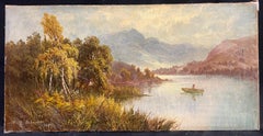 Ancienne peinture écossaise des Highlands avec un bateau, signée Tranquil
