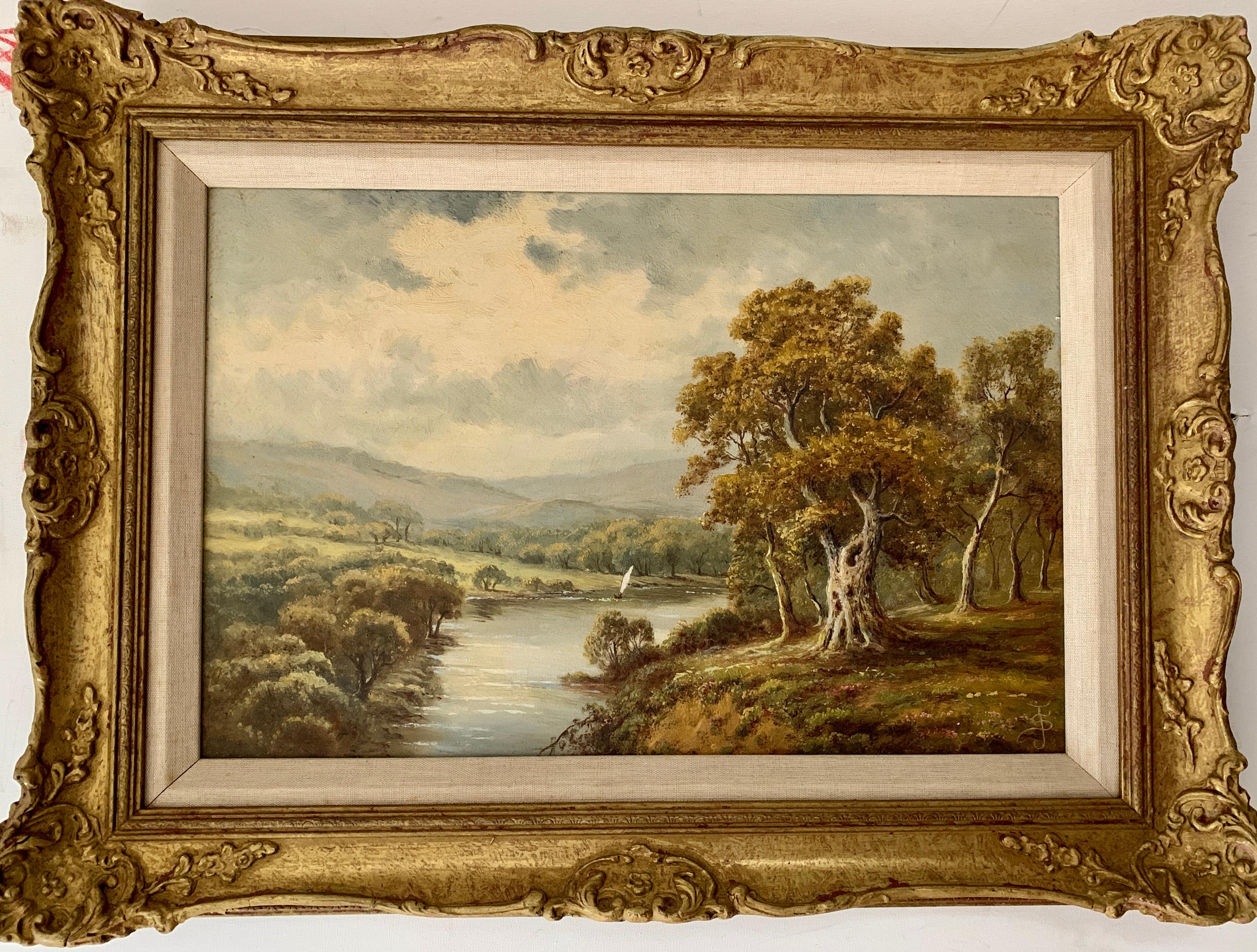 Sidney Yates Johnson Landscape Painting - Early 20th century Scottish Highland landscape, the River Usk , Scotland