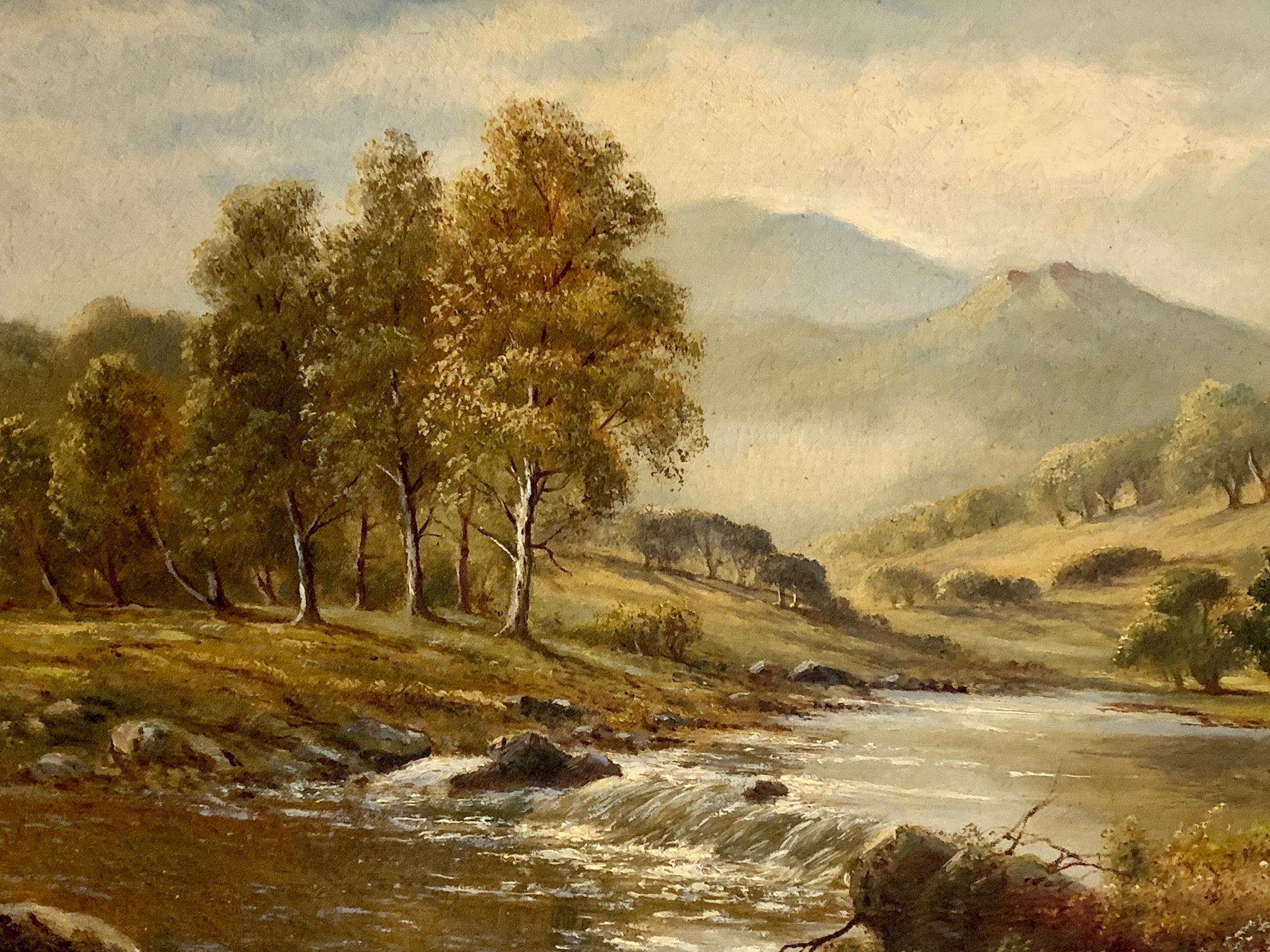 Schottische Hochlandlandschaft des frühen 20. Jahrhunderts, Trossachs, Schottland – Painting von Sidney Yates Johnson