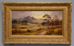 Peinture à l'huile de Sidney Yates Johnson « Paysage des Hautes Terres ».