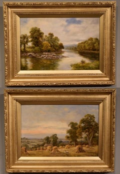Oil Painting Pair by Sidney Yates Johnson “On the River Conway, North Wales” and