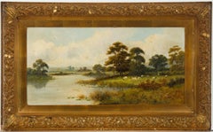 Sidney Yates Johnson - Signé Anglais Fin du 19e siècle Huile:: paysage de rivière