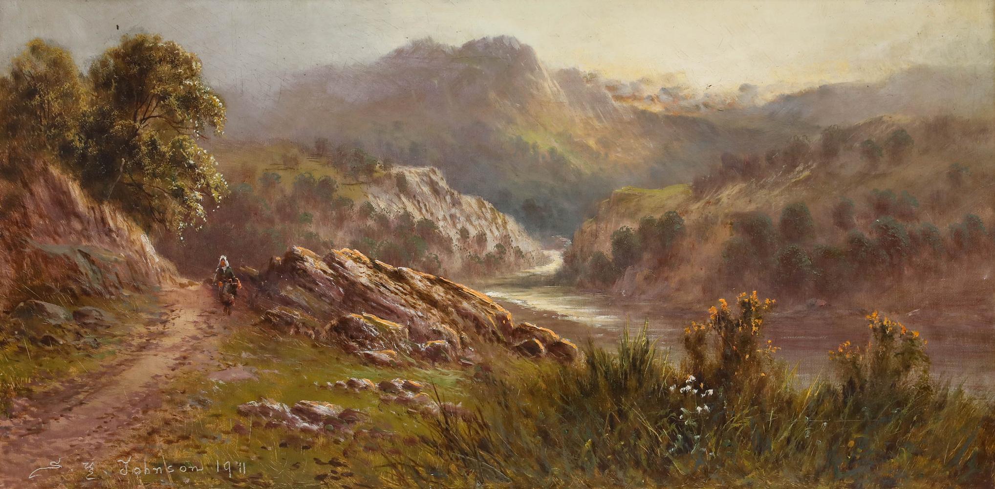 Sidney Yates Johnson (fl. 1890-1926) - 1911 Oil, The Mountain Path For Sale 1