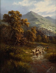 Sidney Yates Johnson (fl.1890-1926) - 1904 Óleo, Pastor de las tierras altas
