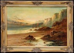 Sidney Yates Johnson (fl.1890-1926) - Framed 1913 Oil, Sunset at Low Tide