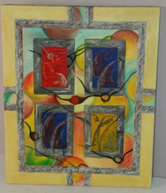 Abstract Expressionist Colorful Vintage oil Painting 1953