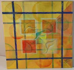 Vintage Abstract Expressionist Colorful Grid Art 1953
