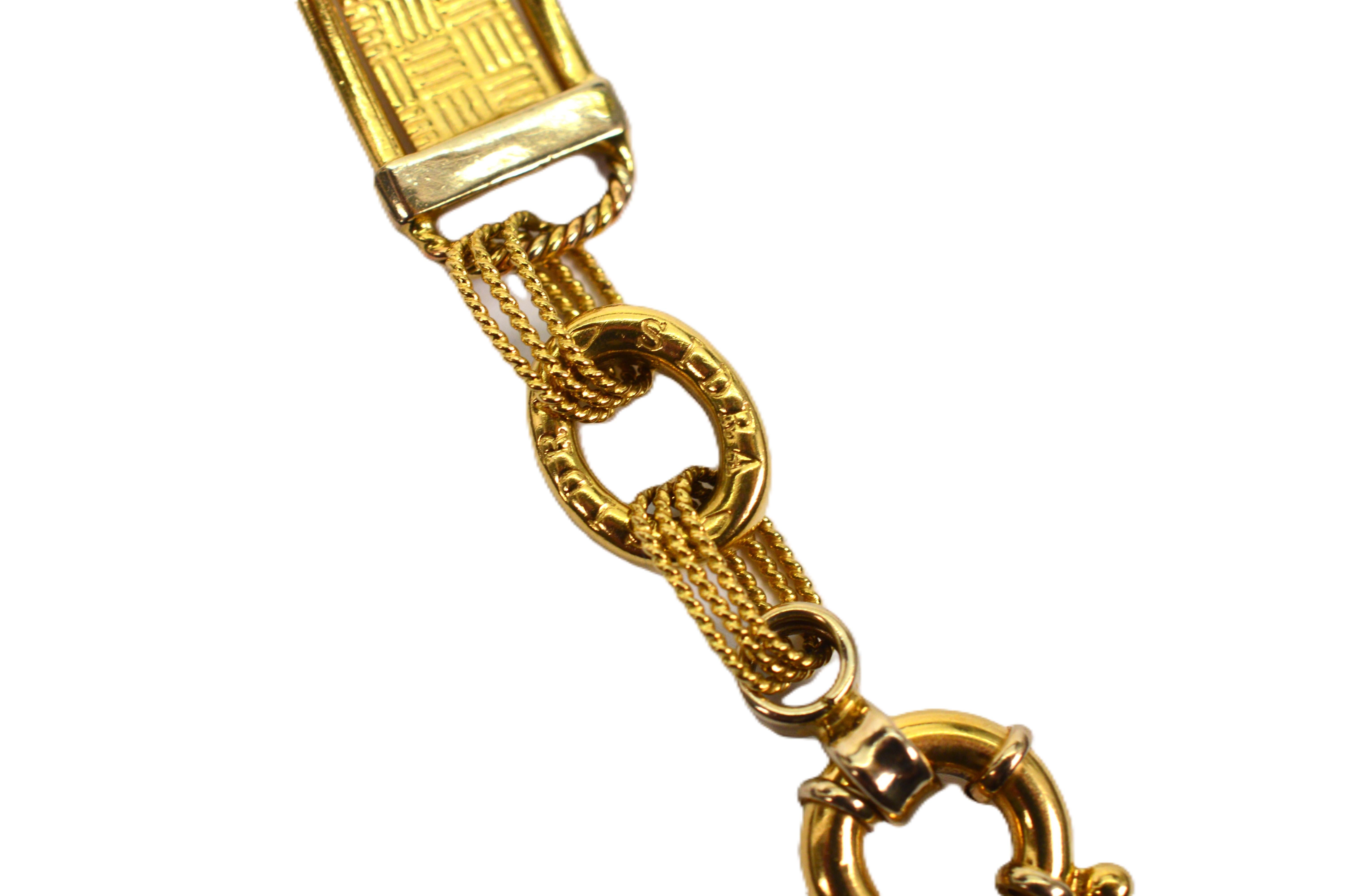 SIDRA BREV Italy 18 Karat Yellow Gold Link Bracelet with Turquoise Cabochon For Sale 10