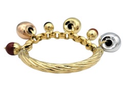 Sidra Italy Carnelian & Onyx Charm Bauble Bracelet in Tri-Tone 18 Karat Gold