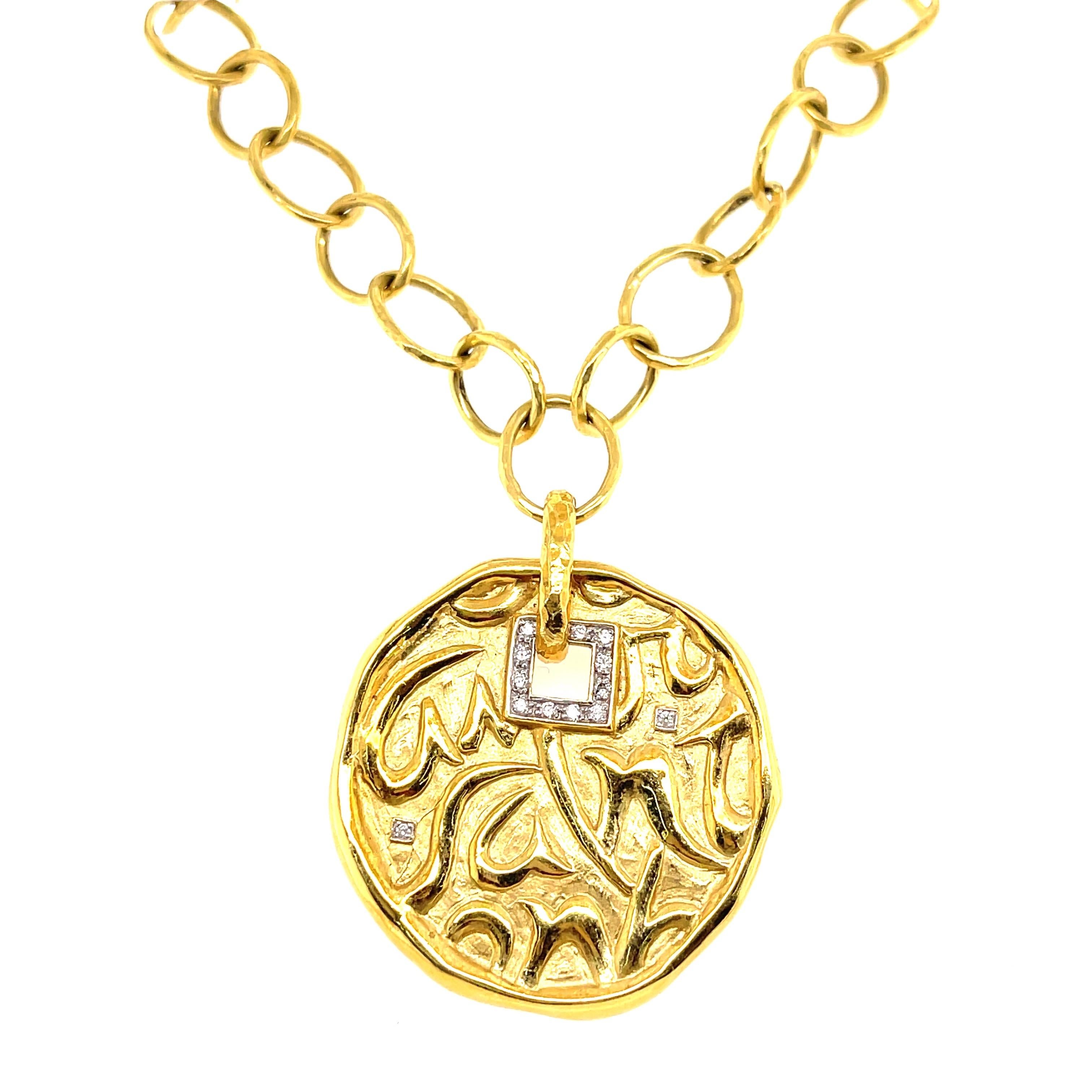 SiedenGang Rare 18k Diamond Love Health Happiness Charm Necklace