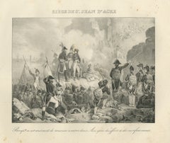 Siege of Acre, Napoleon Turns Back, Antique Madou Lithograph, 1827
