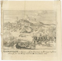 Siège d'Alburquerque près d'Elvas - Guerre de succession d'Espagne Gravure, c.1710