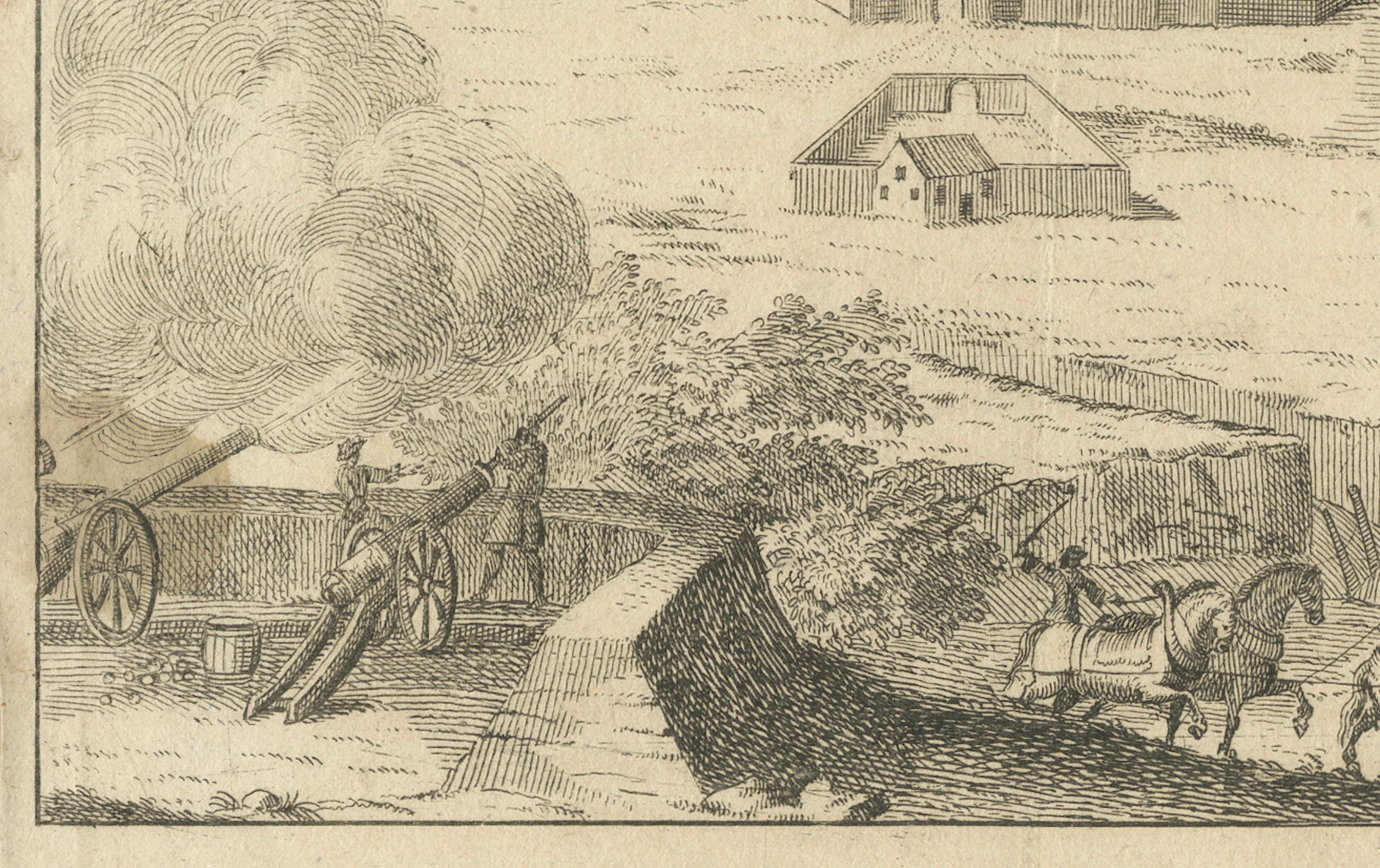 Siege of Alburquerque near Elvas – War of Spanish Succession Engraving, c.1710