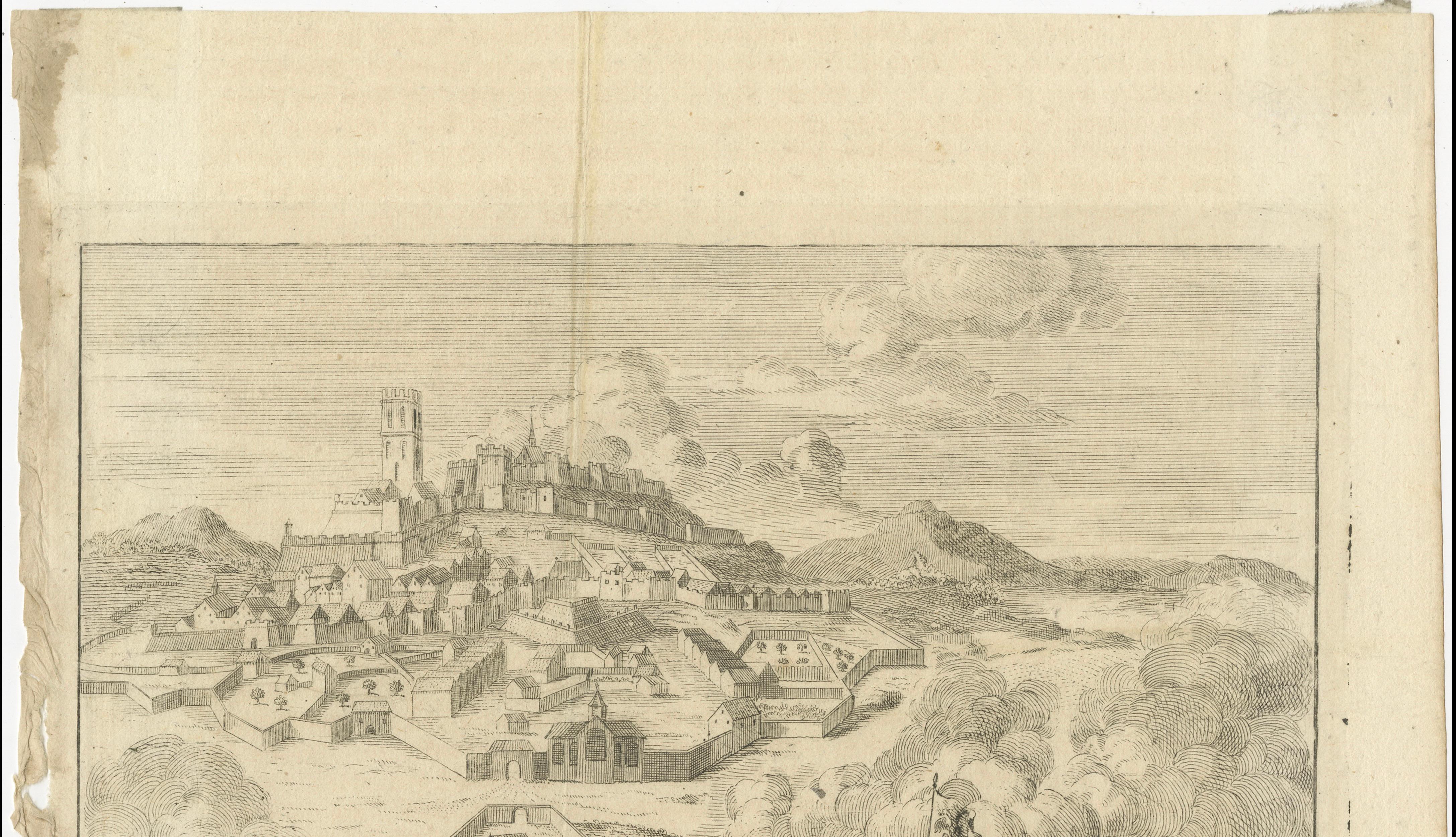 Siege of Alburquerque near Elvas – War of Spanish Succession Engraving, c.1710