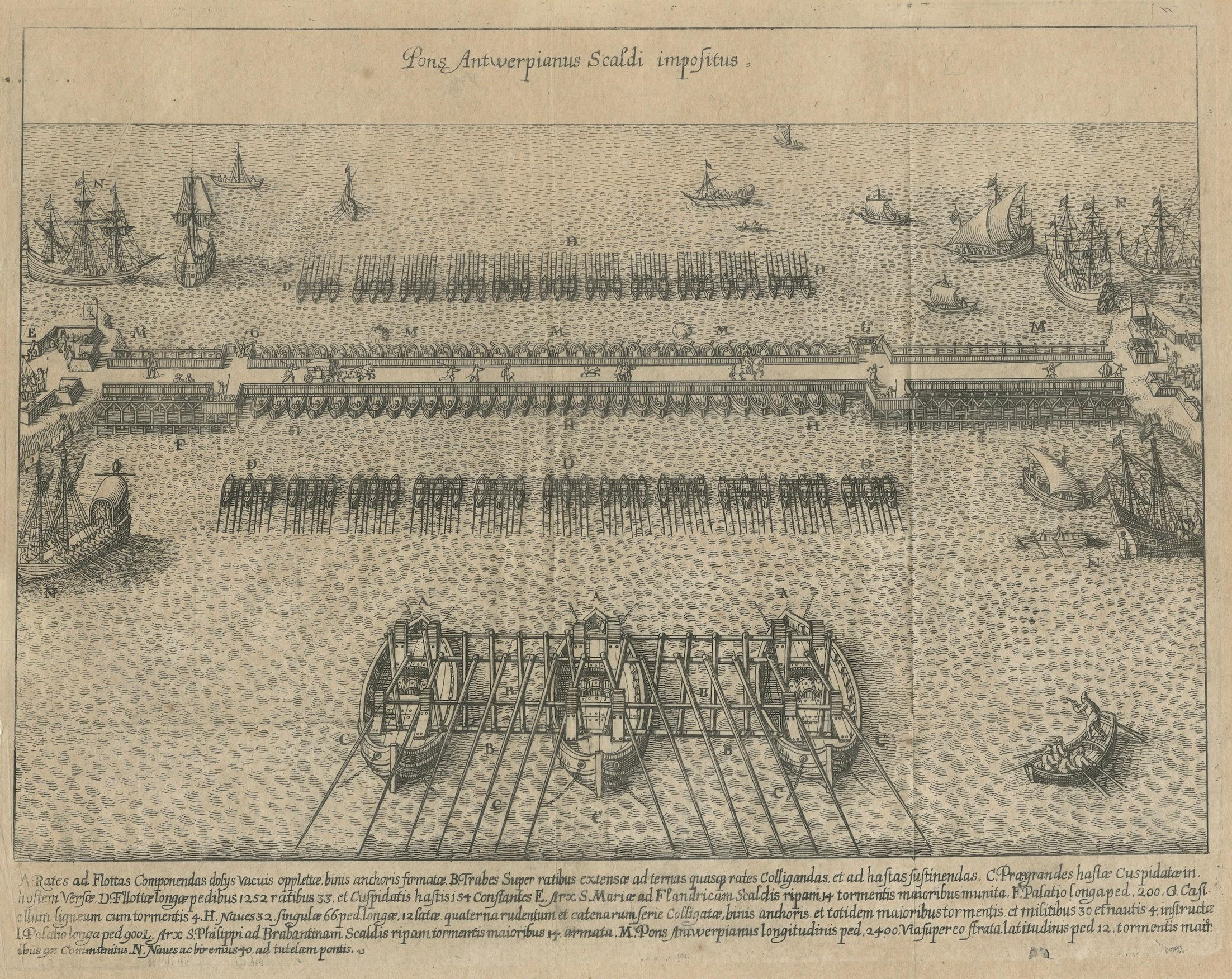 Belagerung von Antwerpen: Die strategische Schiffsbrücke des Duke of Parma über die Schelde, 1585 im Angebot 1
